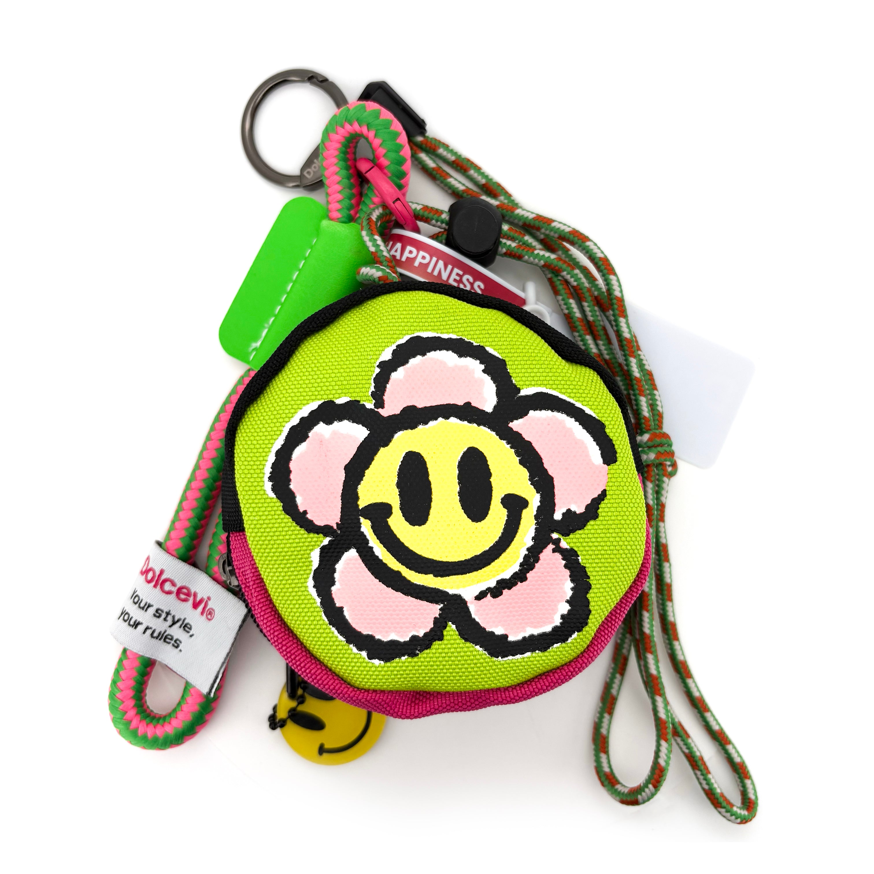 Smiley Flower Coin Pouch Lanyard