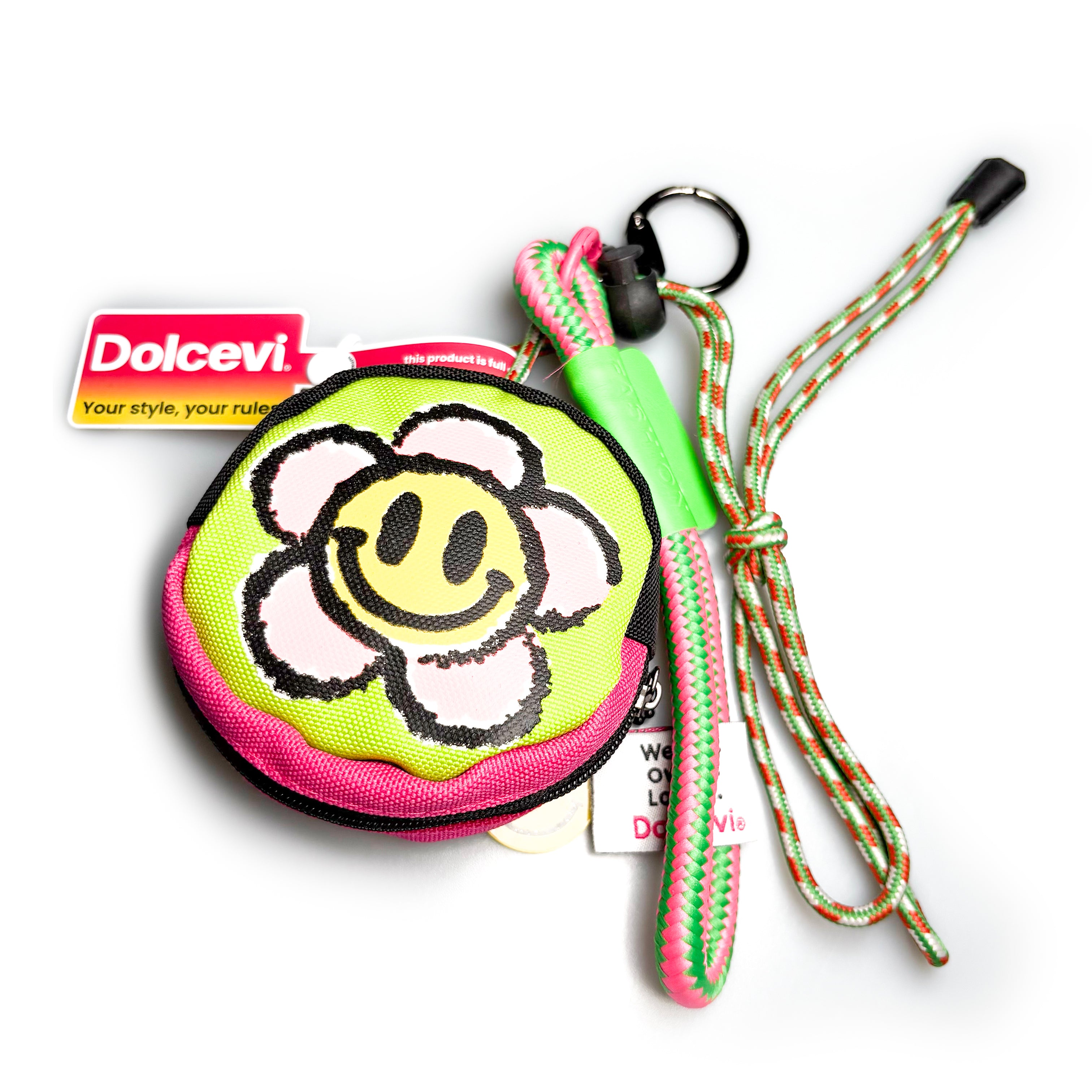 Smiley Flower Coin Pouch Lanyard