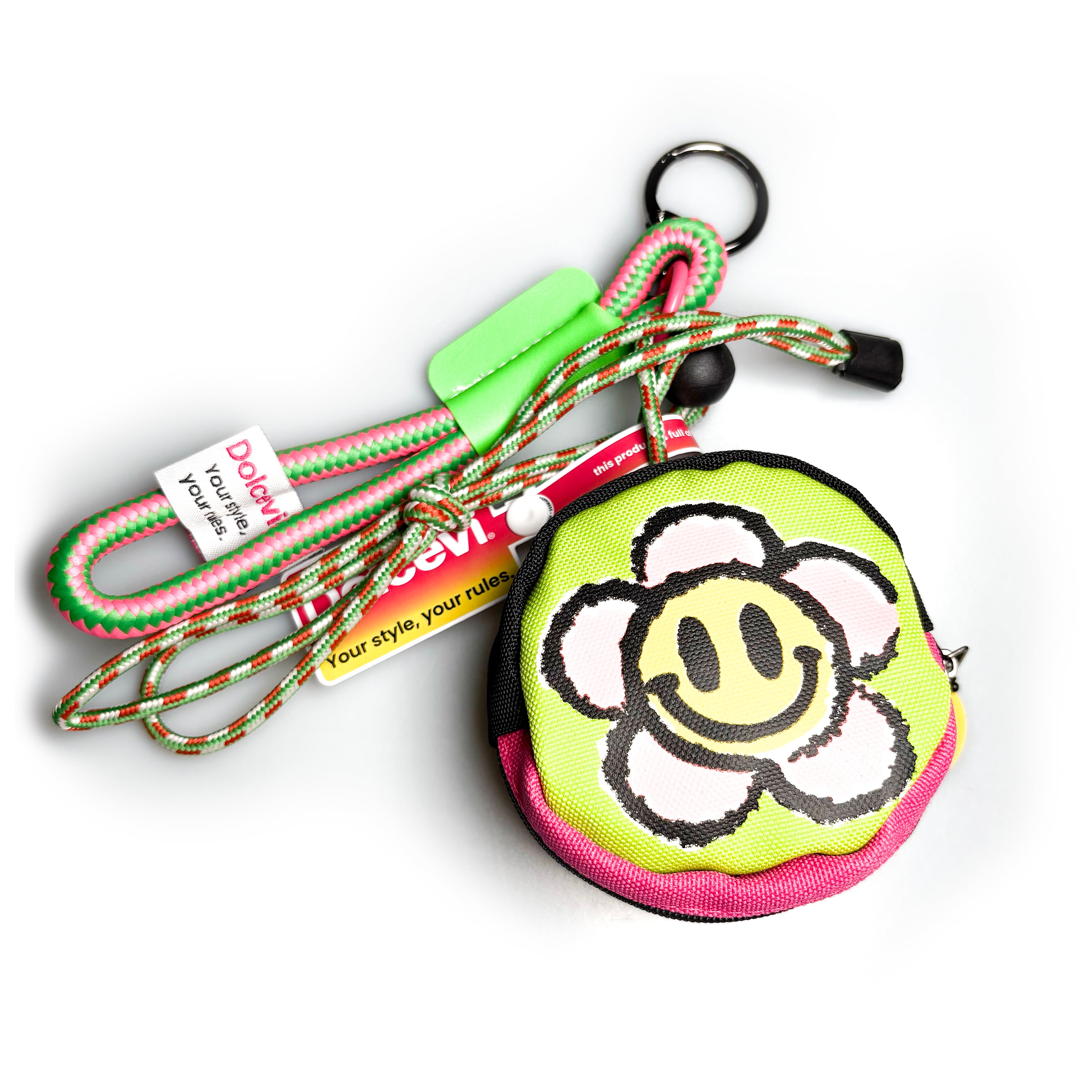 Smiley Flower Coin Pouch Lanyard