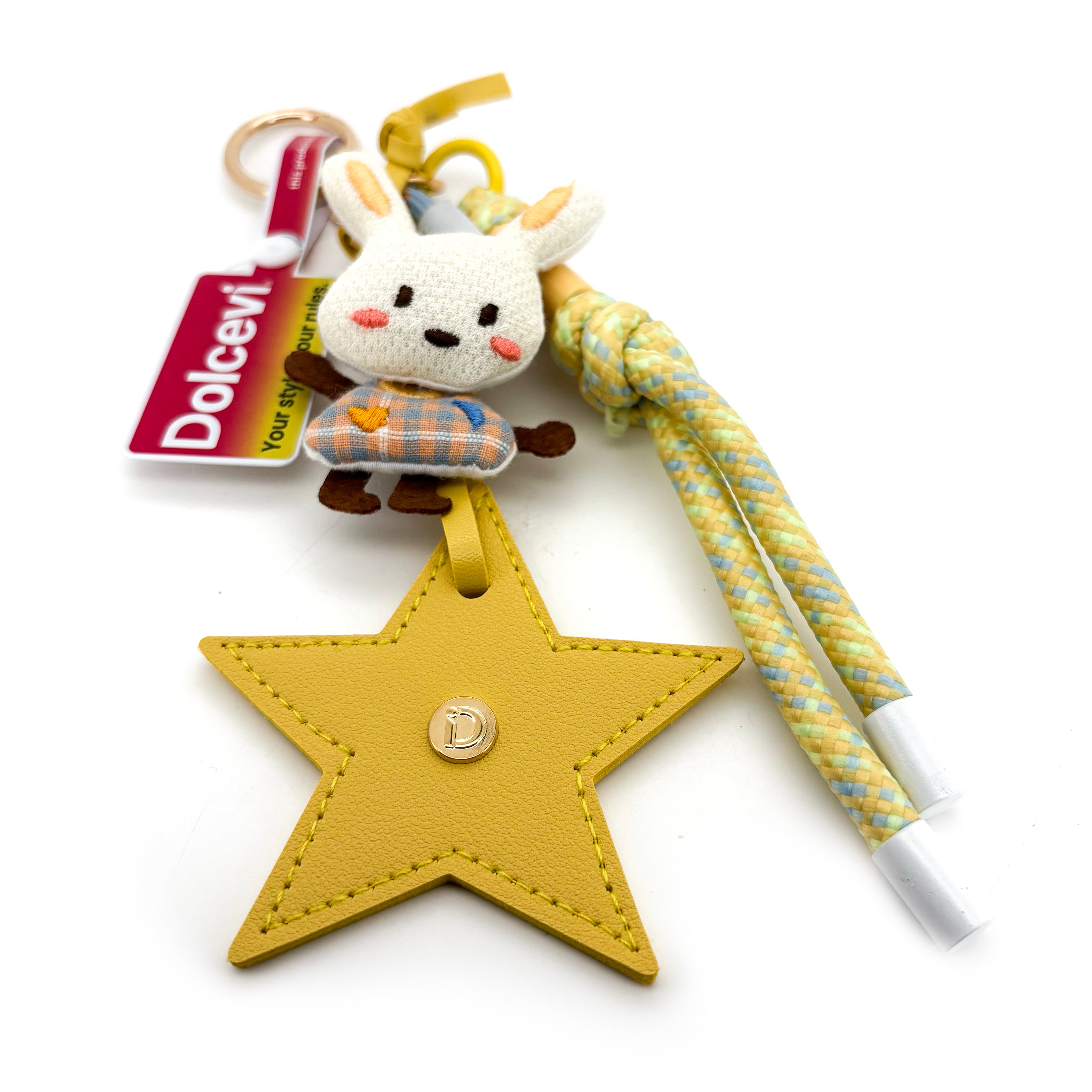 Bunny & Star Yellow Bag Charm