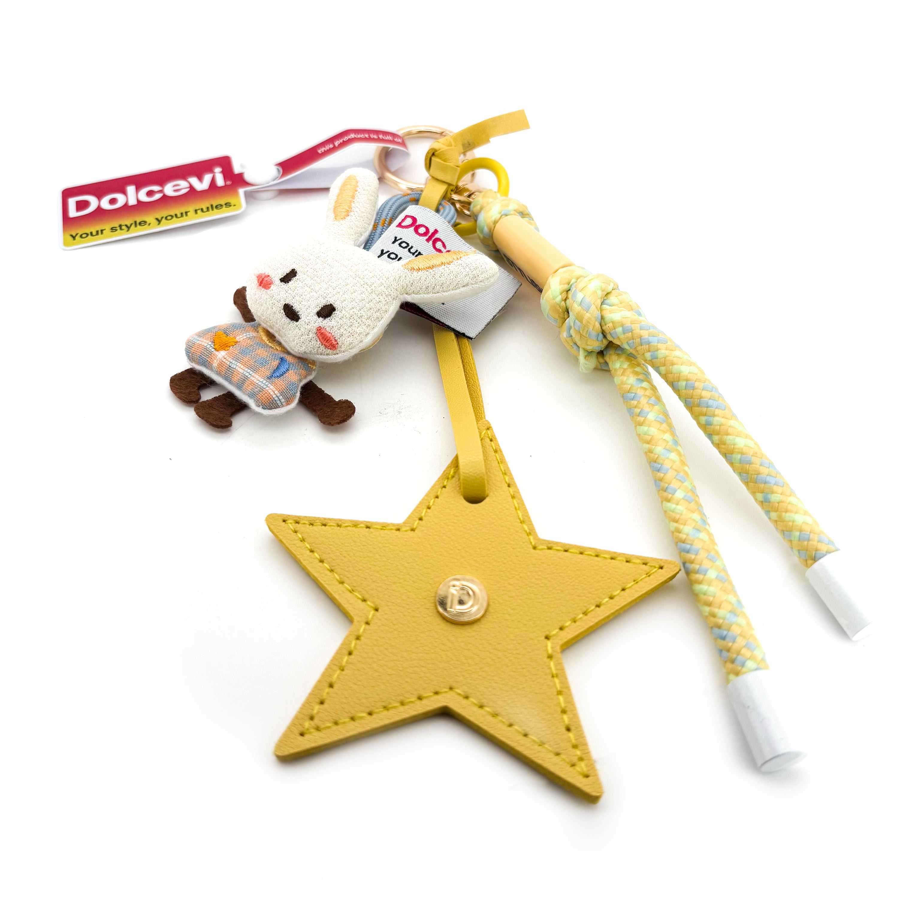 Bunny & Star Yellow Bag Charm