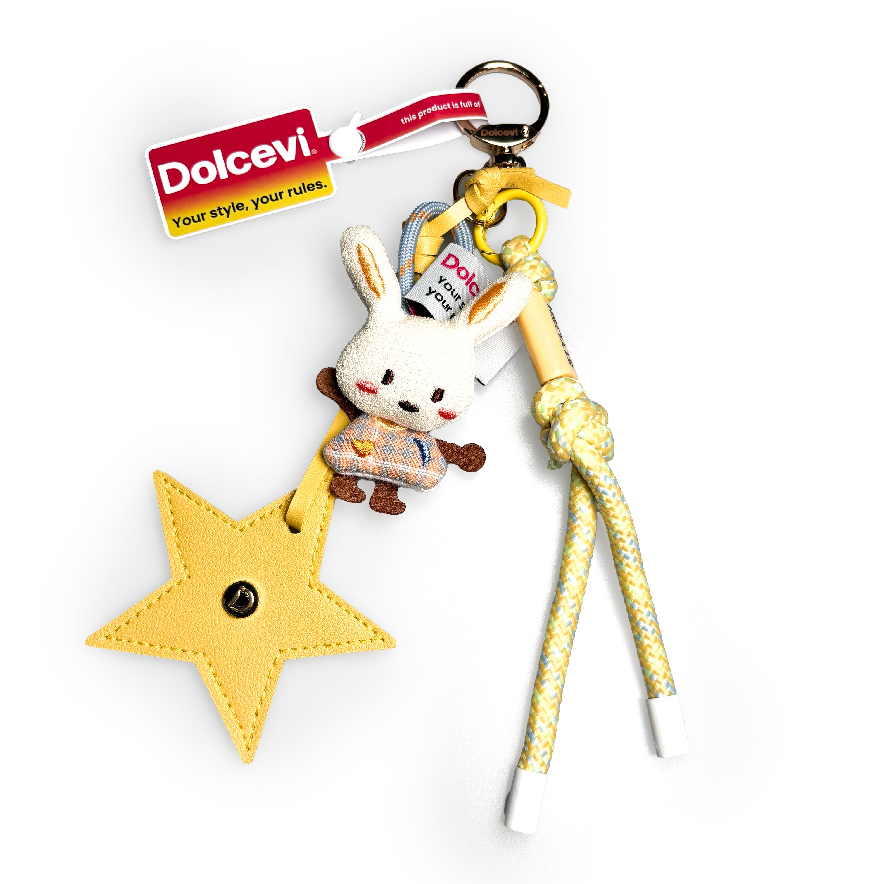 Bunny & Star Yellow Bag Charm