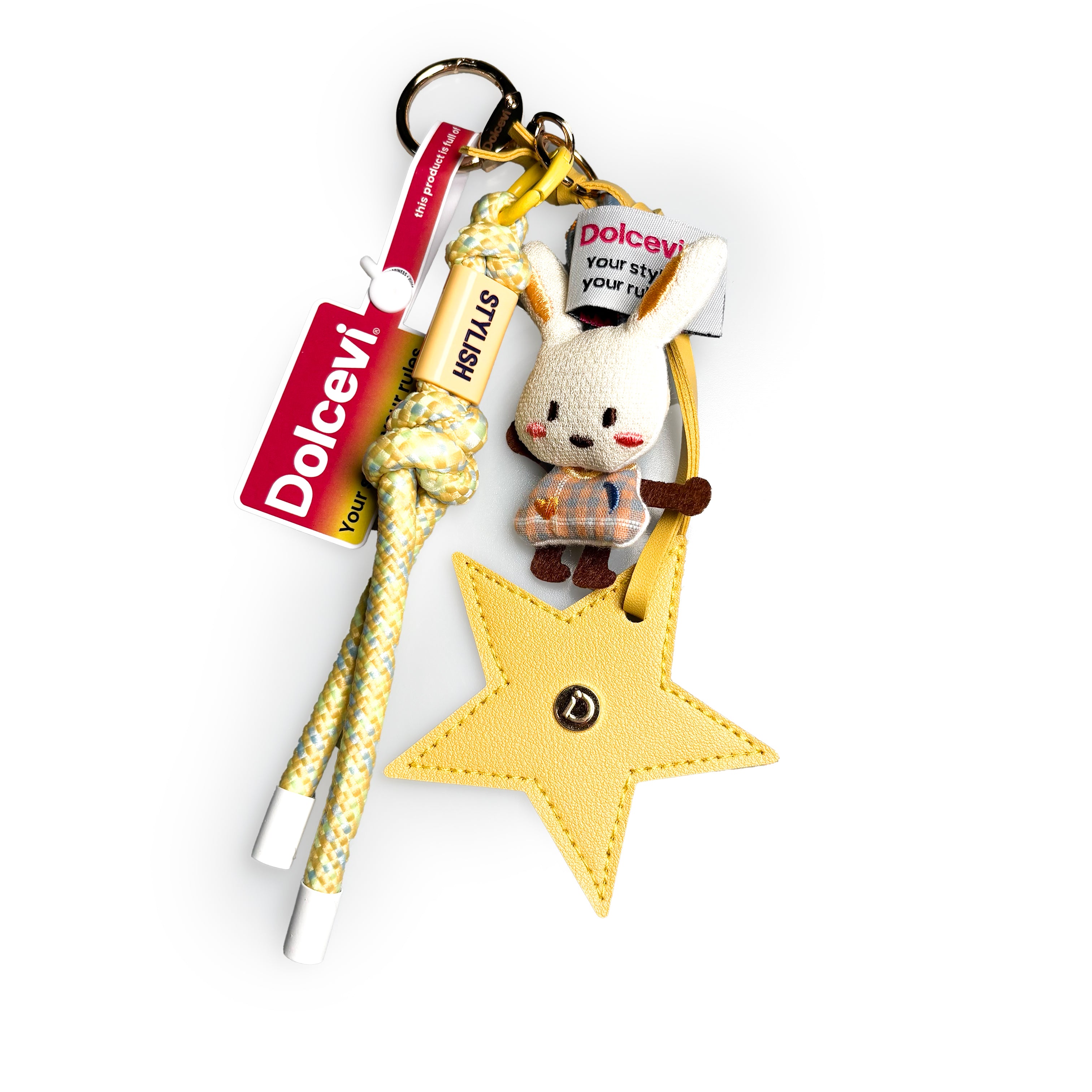 Bunny & Star Yellow Bag Charm