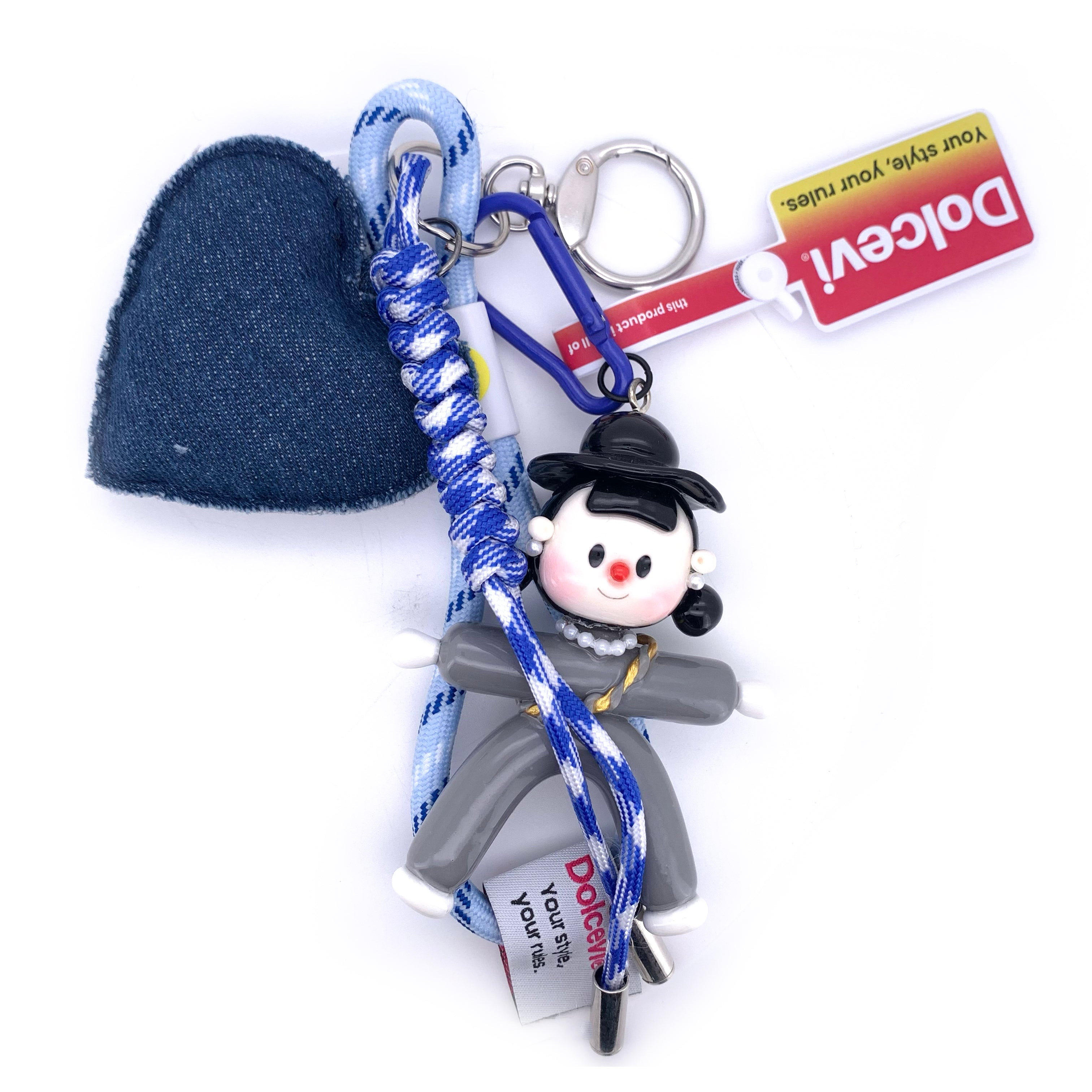 Denim Heart & Dancing Doll Charm