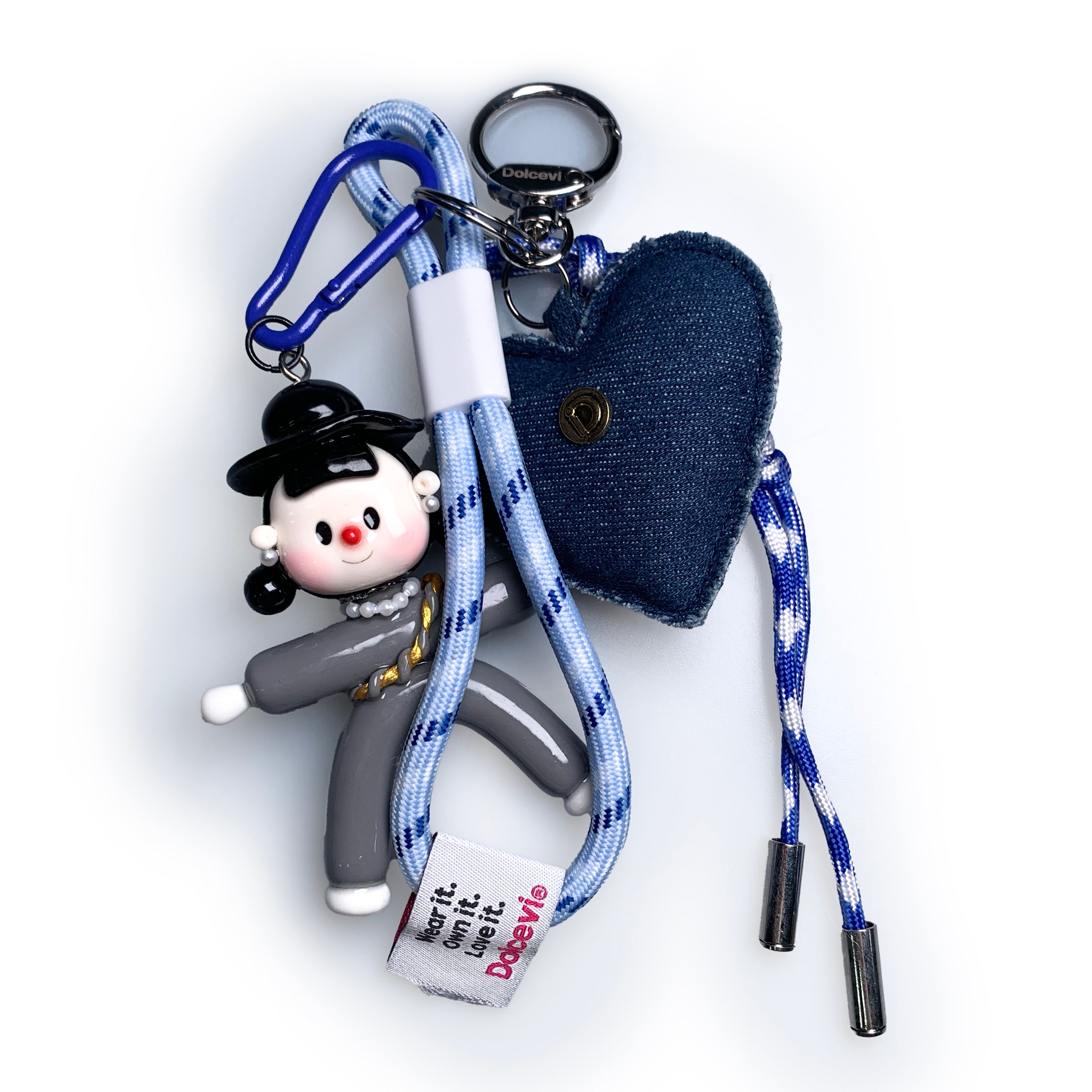 Denim Heart & Dancing Doll Charm
