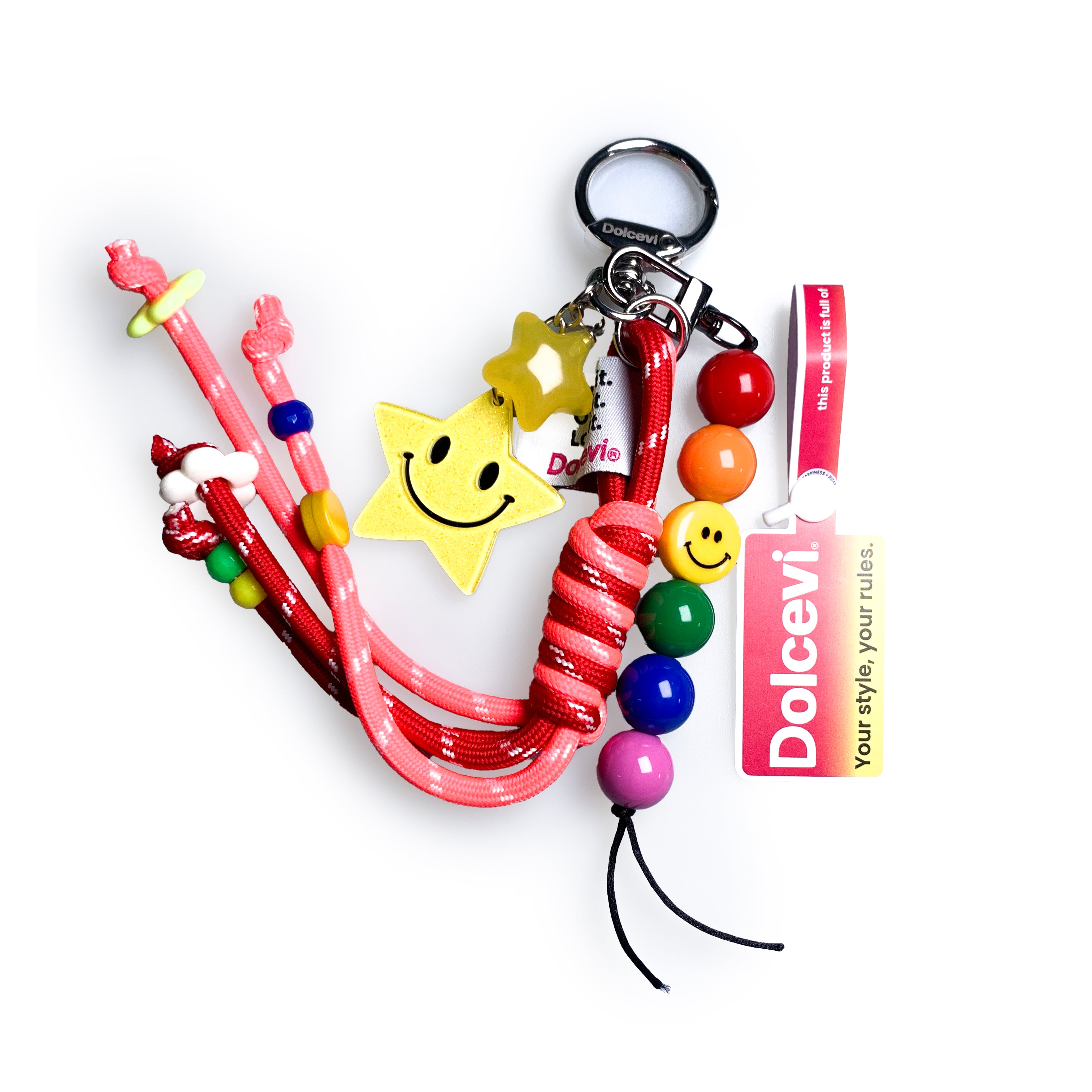 Rainbow Smiley Rope Charm