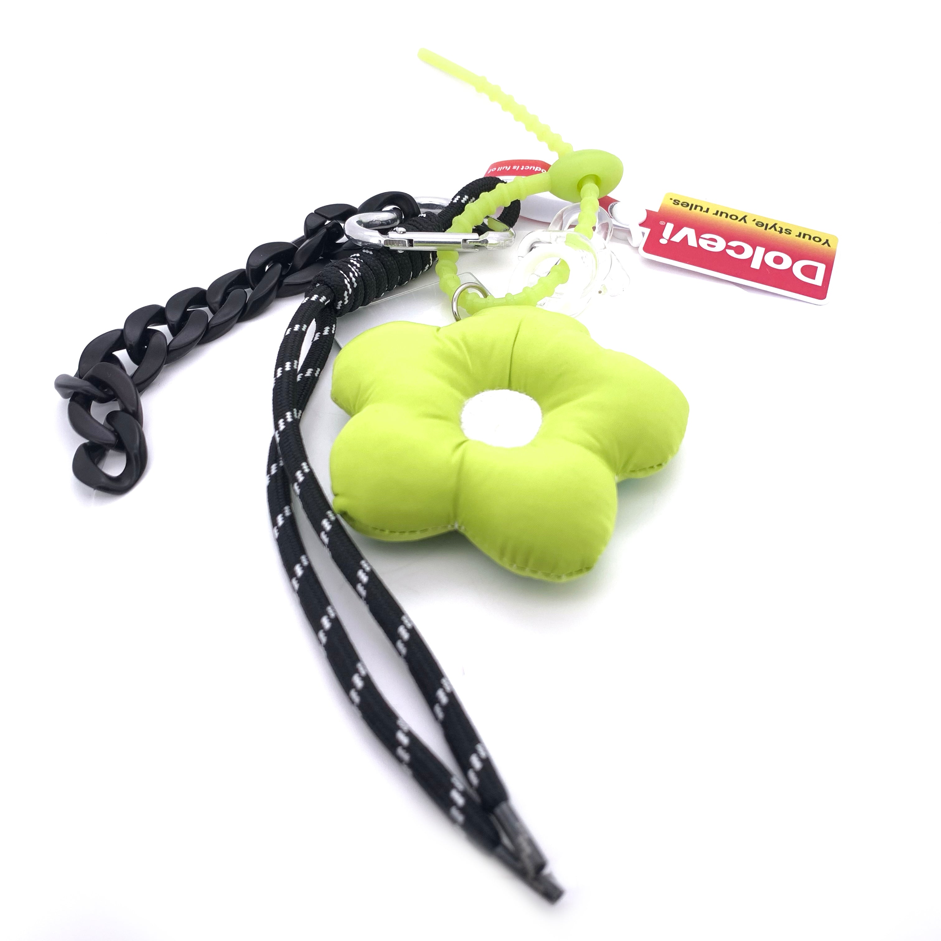 Neon Green Flower Bag Charm