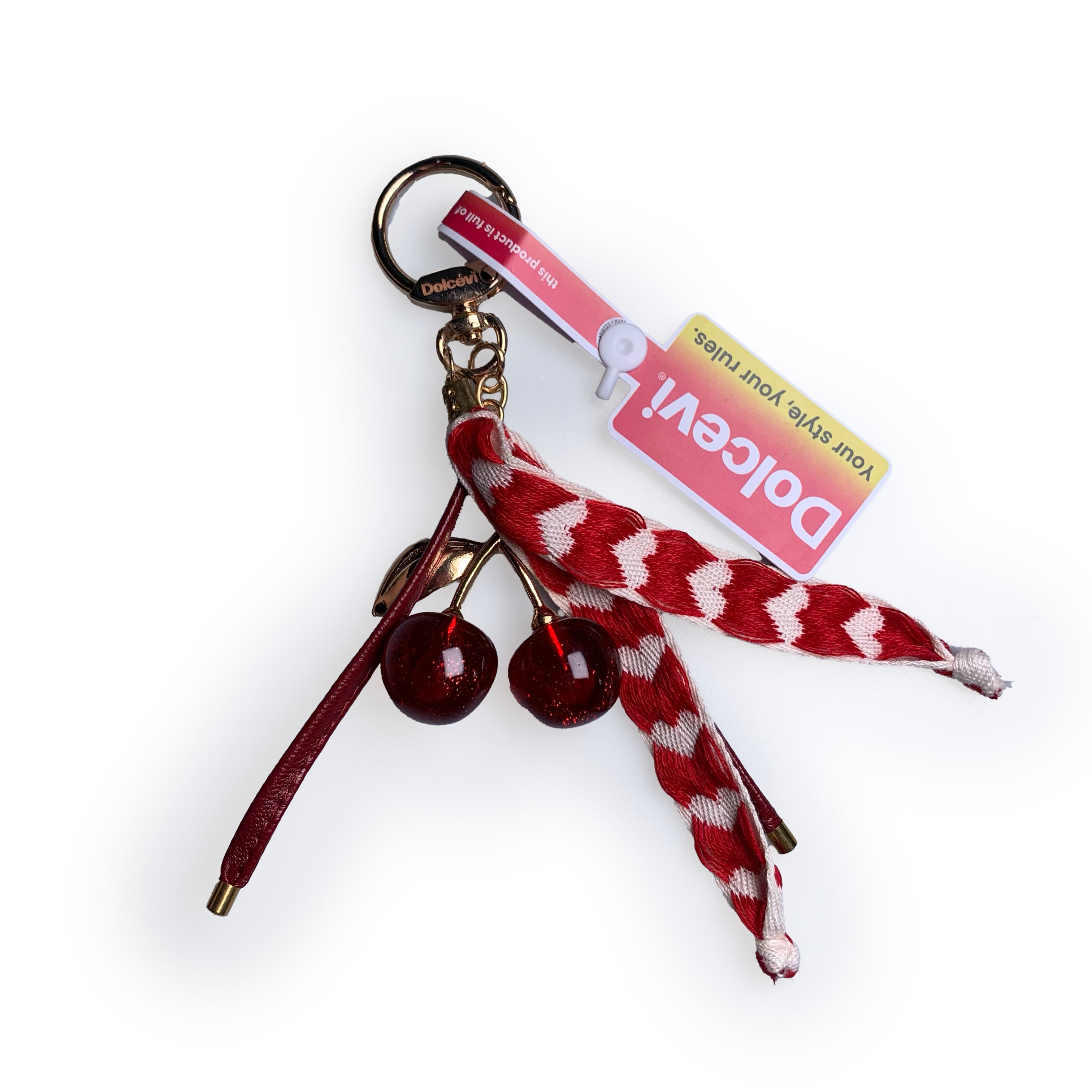 Cherry Heart Ribbon Keychain