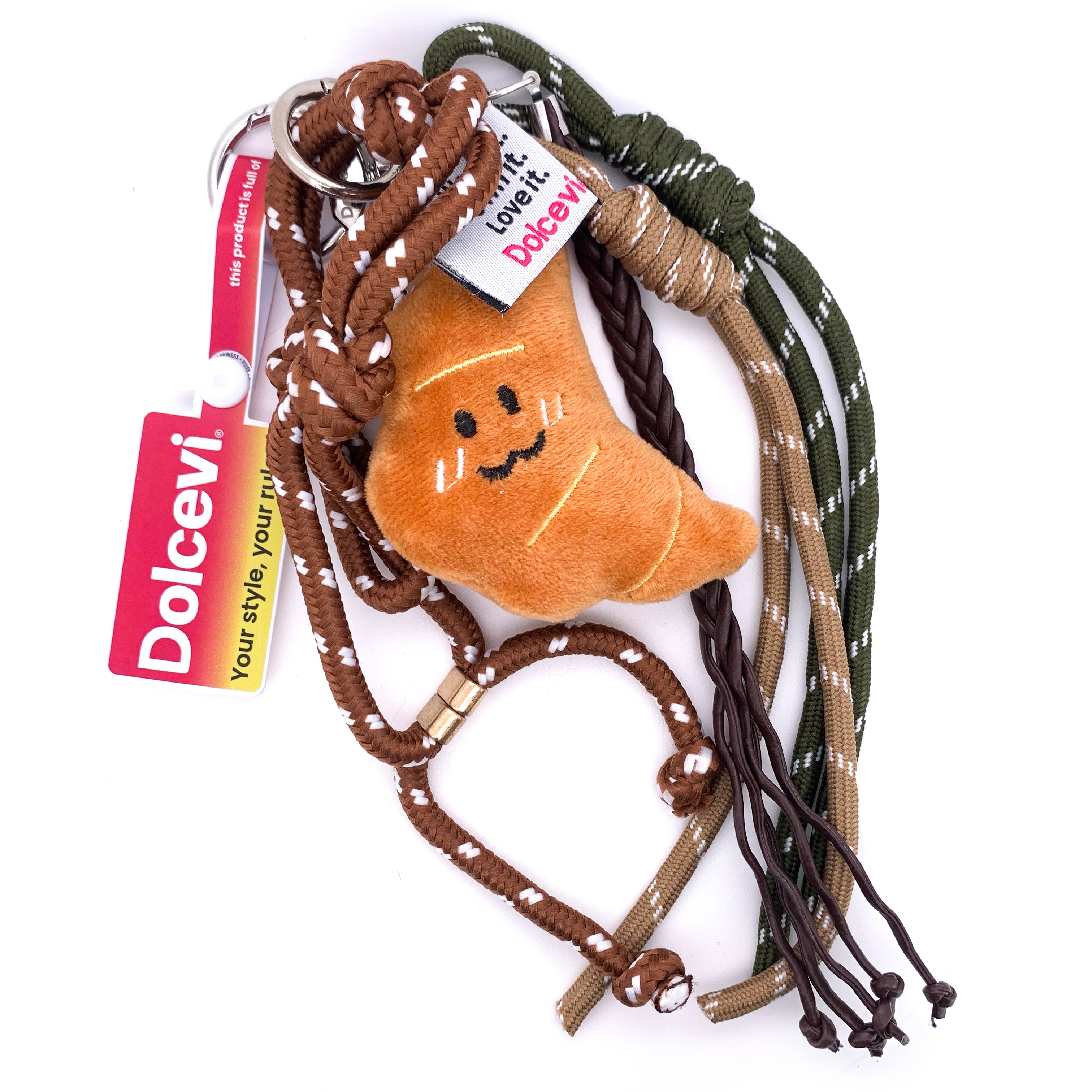 Croissant Plush Keychain with Paracord Charm