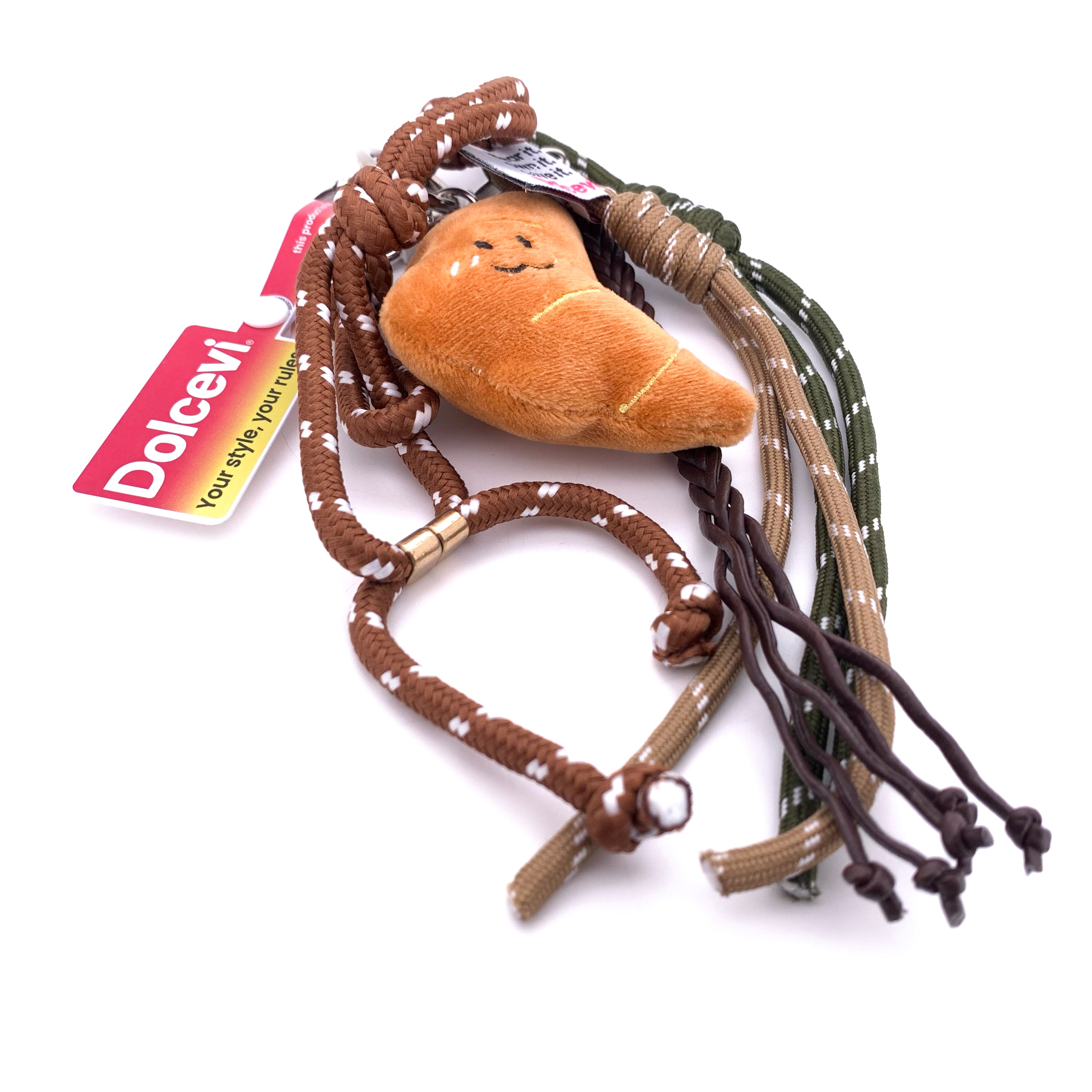 Croissant Plush Keychain with Paracord Charm