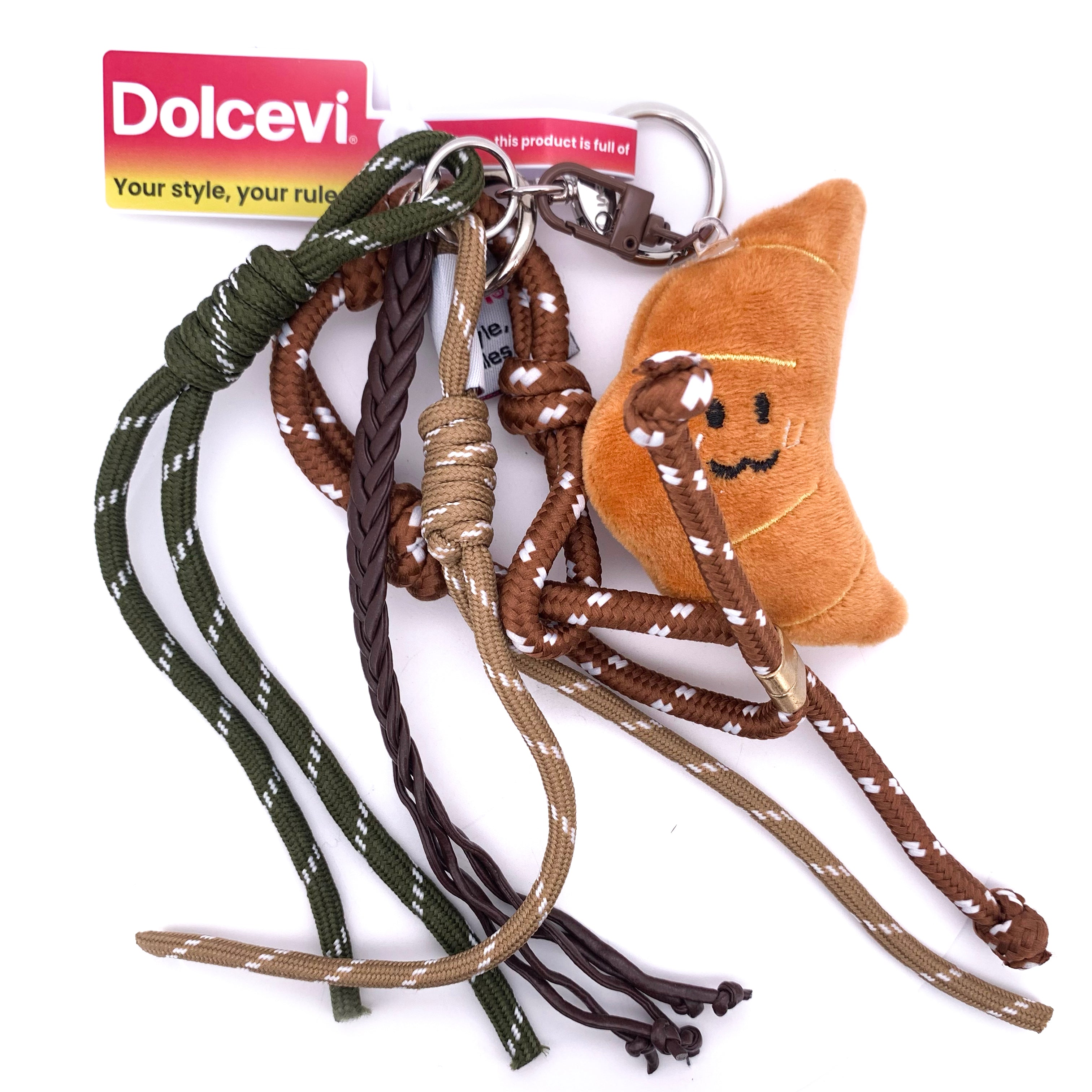 Croissant Plush Keychain with Paracord Charm