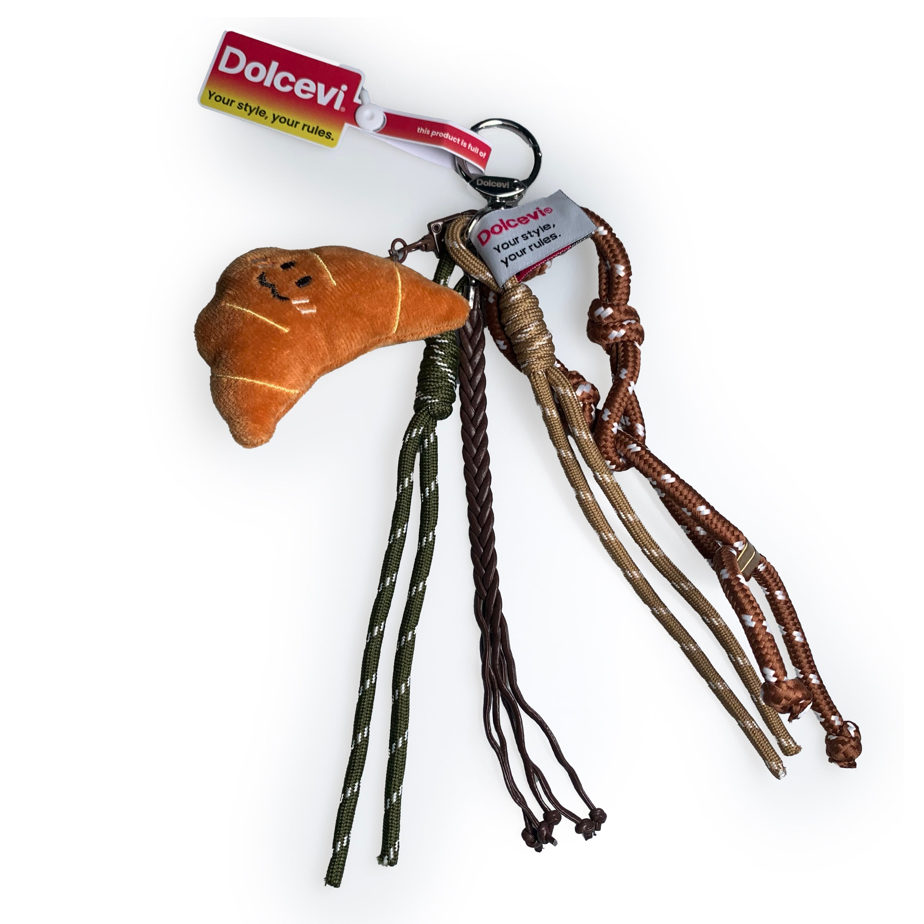 Croissant Plush Keychain with Paracord Charm