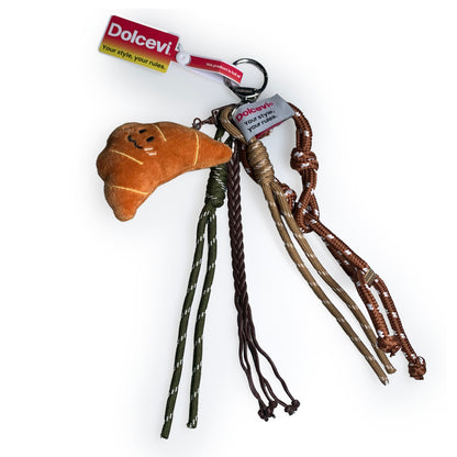Croissant Plush Keychain with Paracord Charm