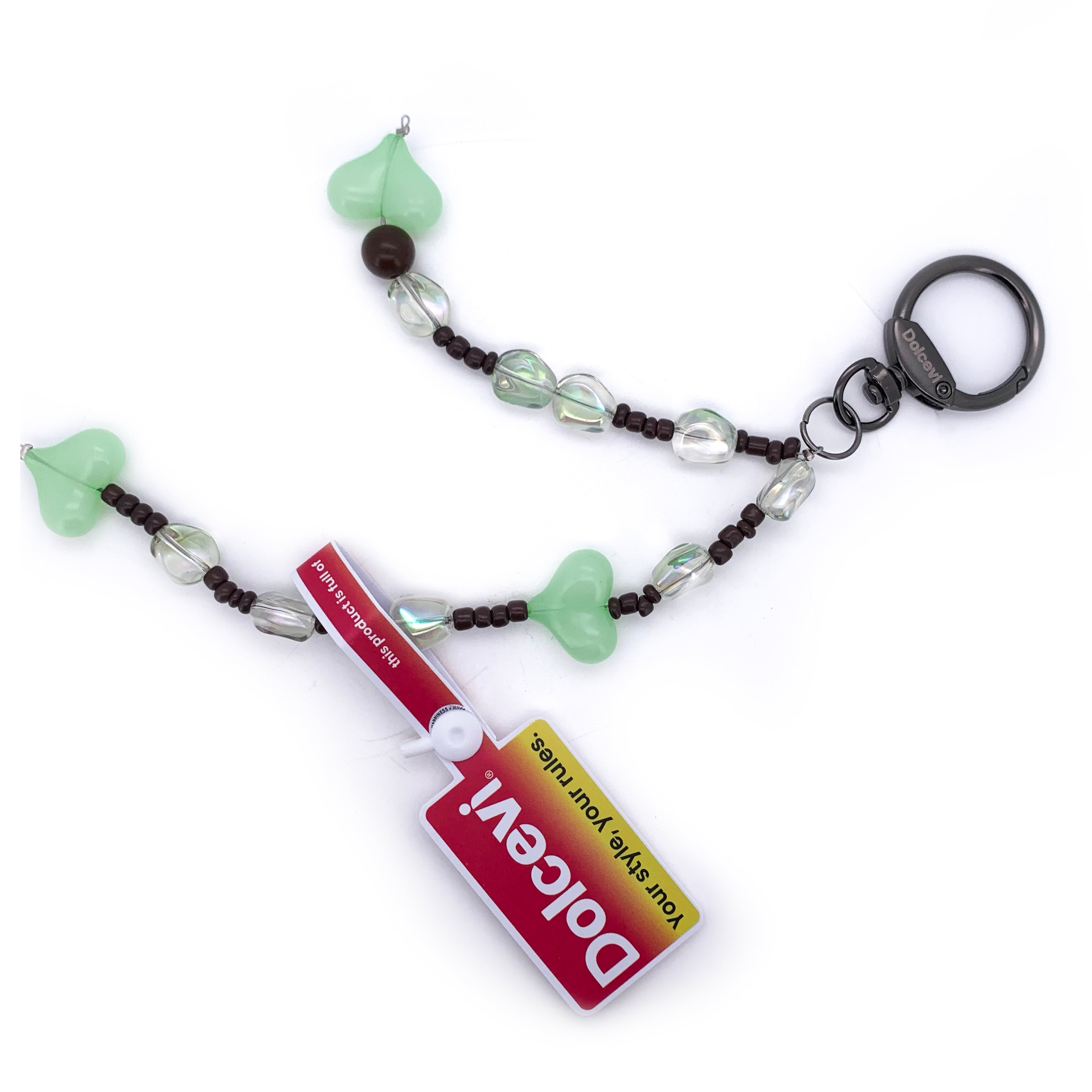 Mint Heart Beaded Keychain