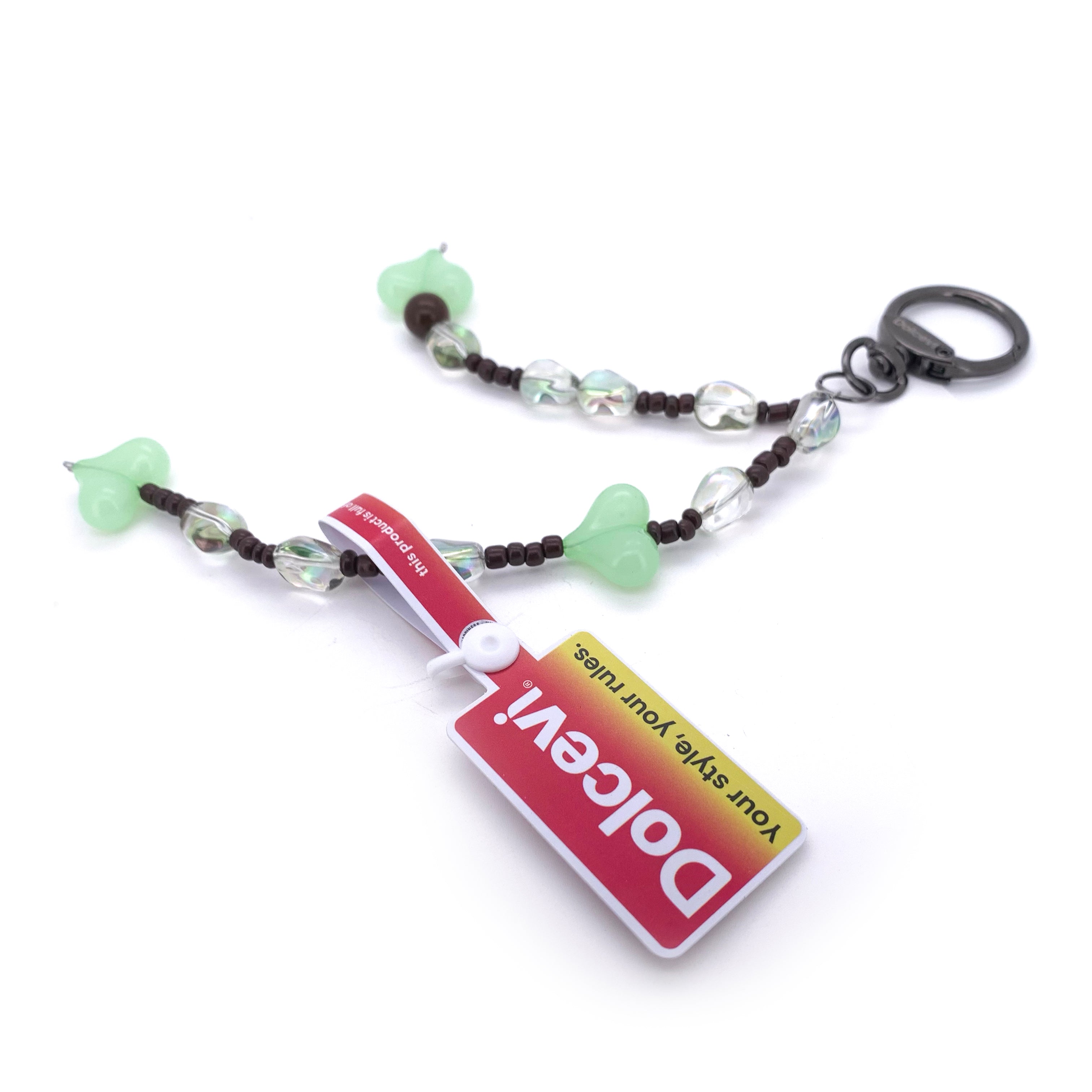Mint Heart Beaded Keychain