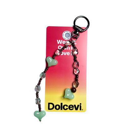 Mint Heart Beaded Keychain