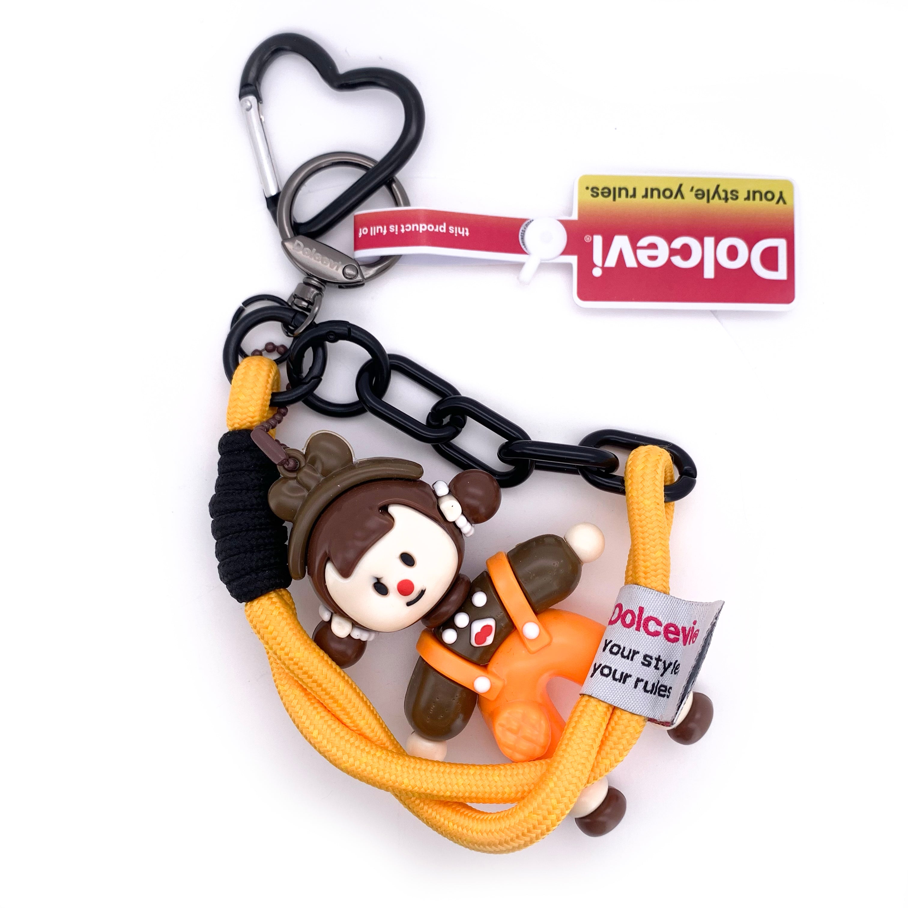 Playful Girl Charm Keychain