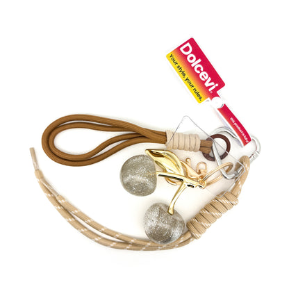 Golden Glimmer Cherry Bag Charm