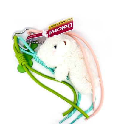 Plush Bear Keychain with Colorful Rope Charms