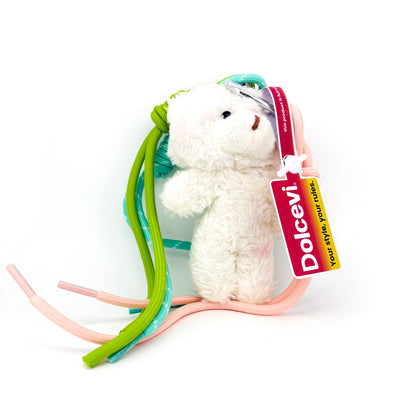 Plush Bear Keychain with Colorful Rope Charms