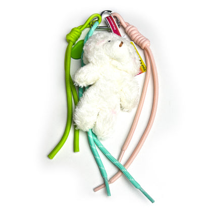Plush Bear Keychain with Colorful Rope Charms