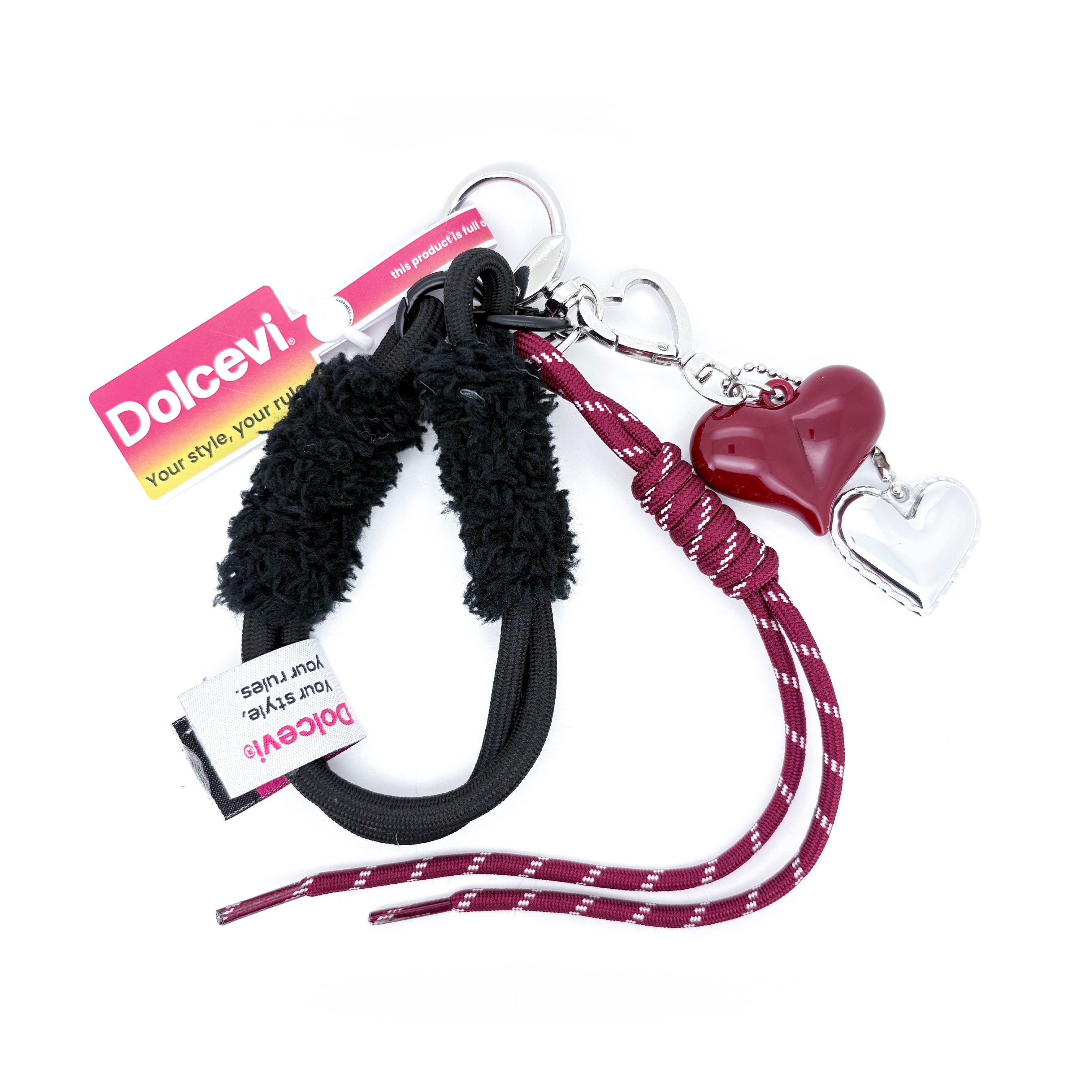 Dual Heart Fuzzy Loop Charm