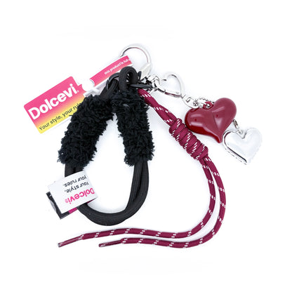 Dual Heart Fuzzy Loop Charm