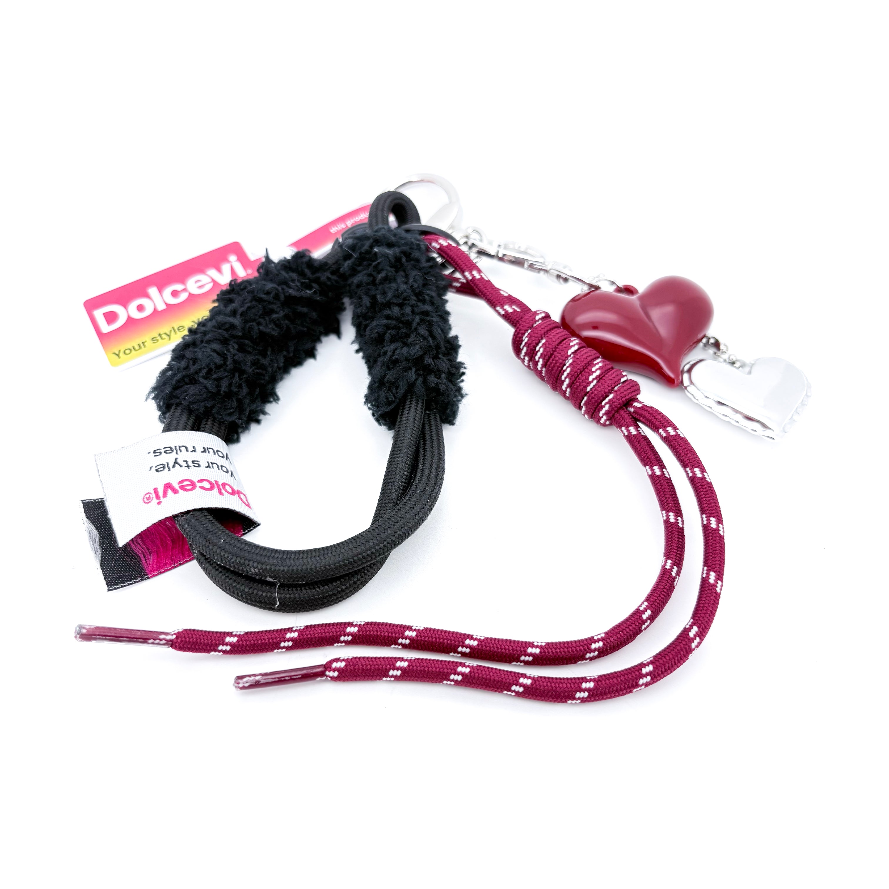 Dual Heart Fuzzy Loop Charm