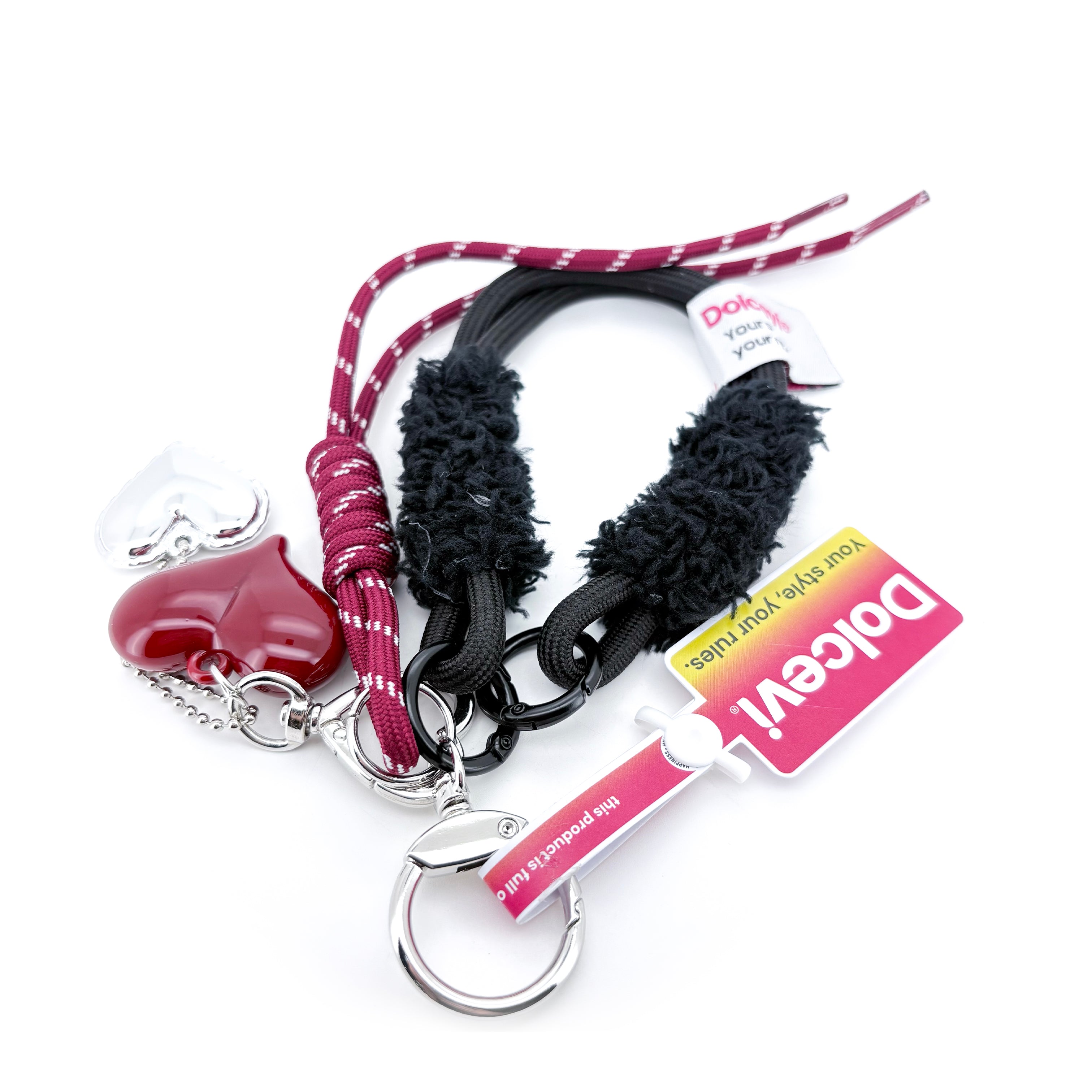 Dual Heart Fuzzy Loop Charm