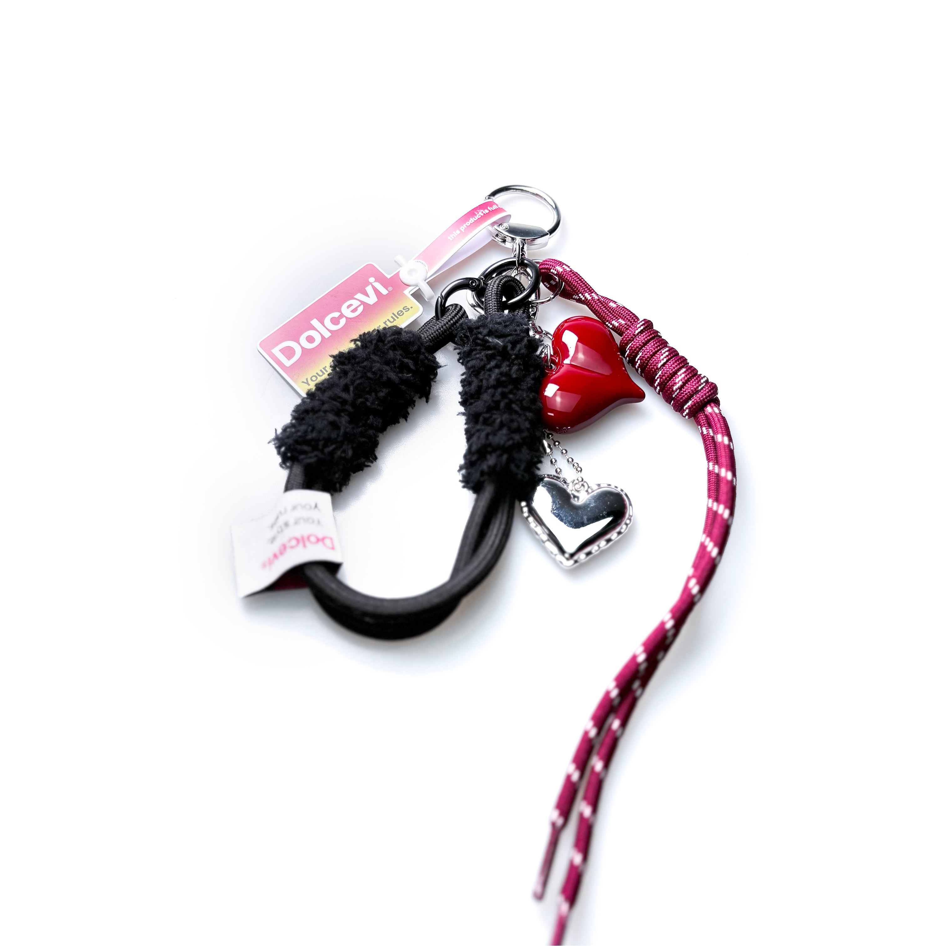 Dual Heart Fuzzy Loop Charm