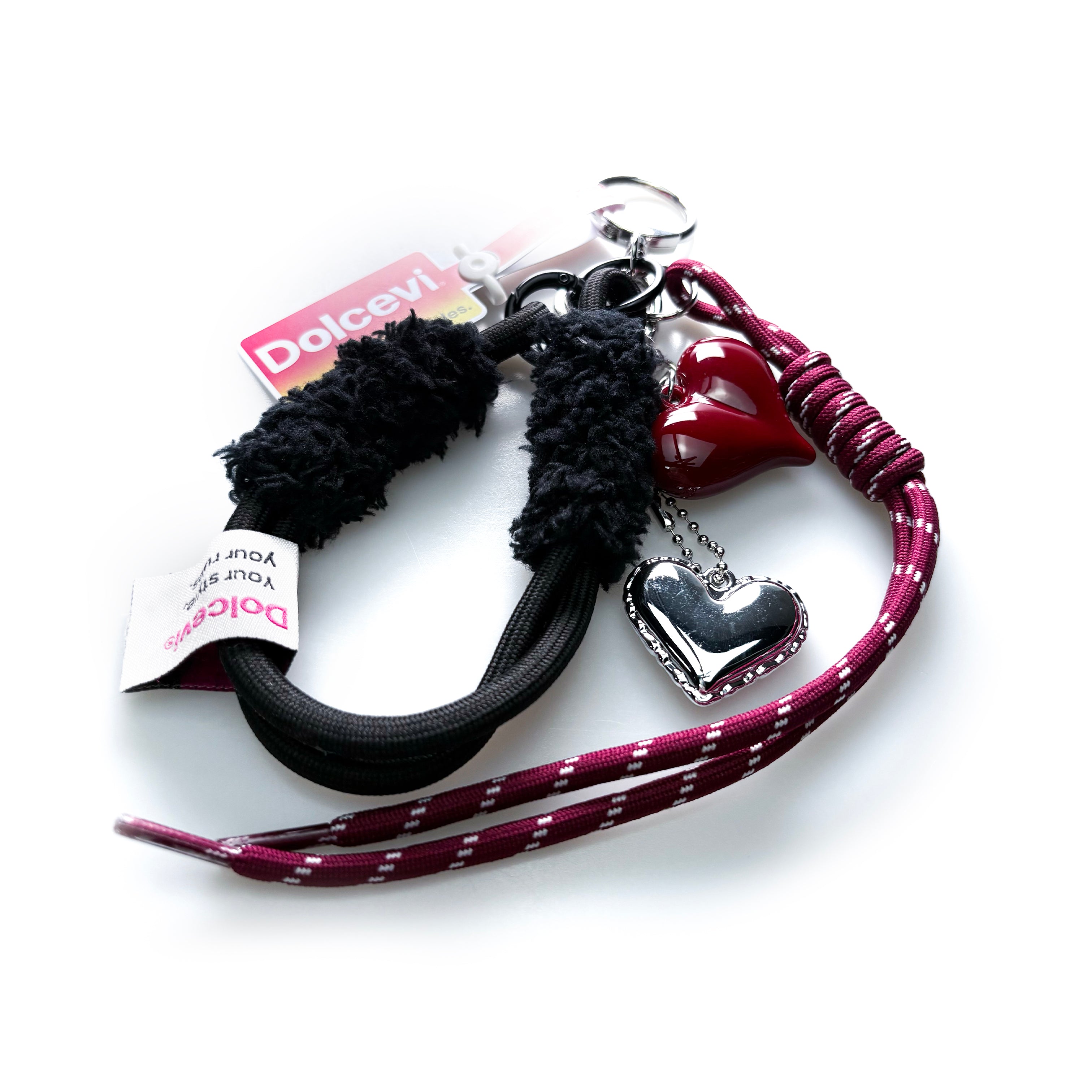 Dual Heart Fuzzy Loop Charm