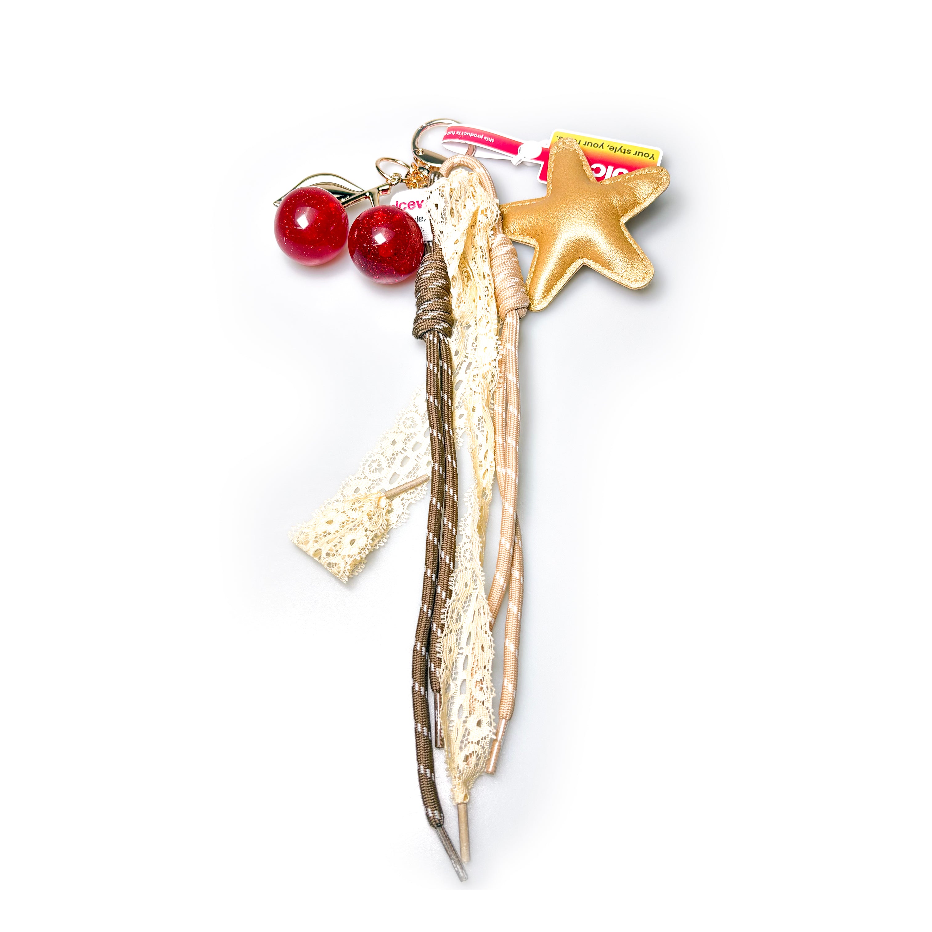 Golden Cherry Lace Charm