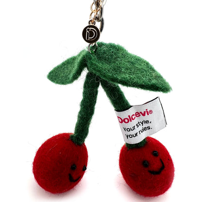 Felted Cherry Charm