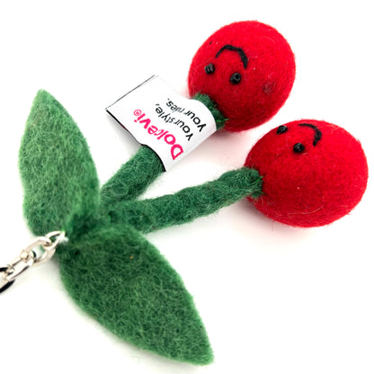 Felted Cherry Charm