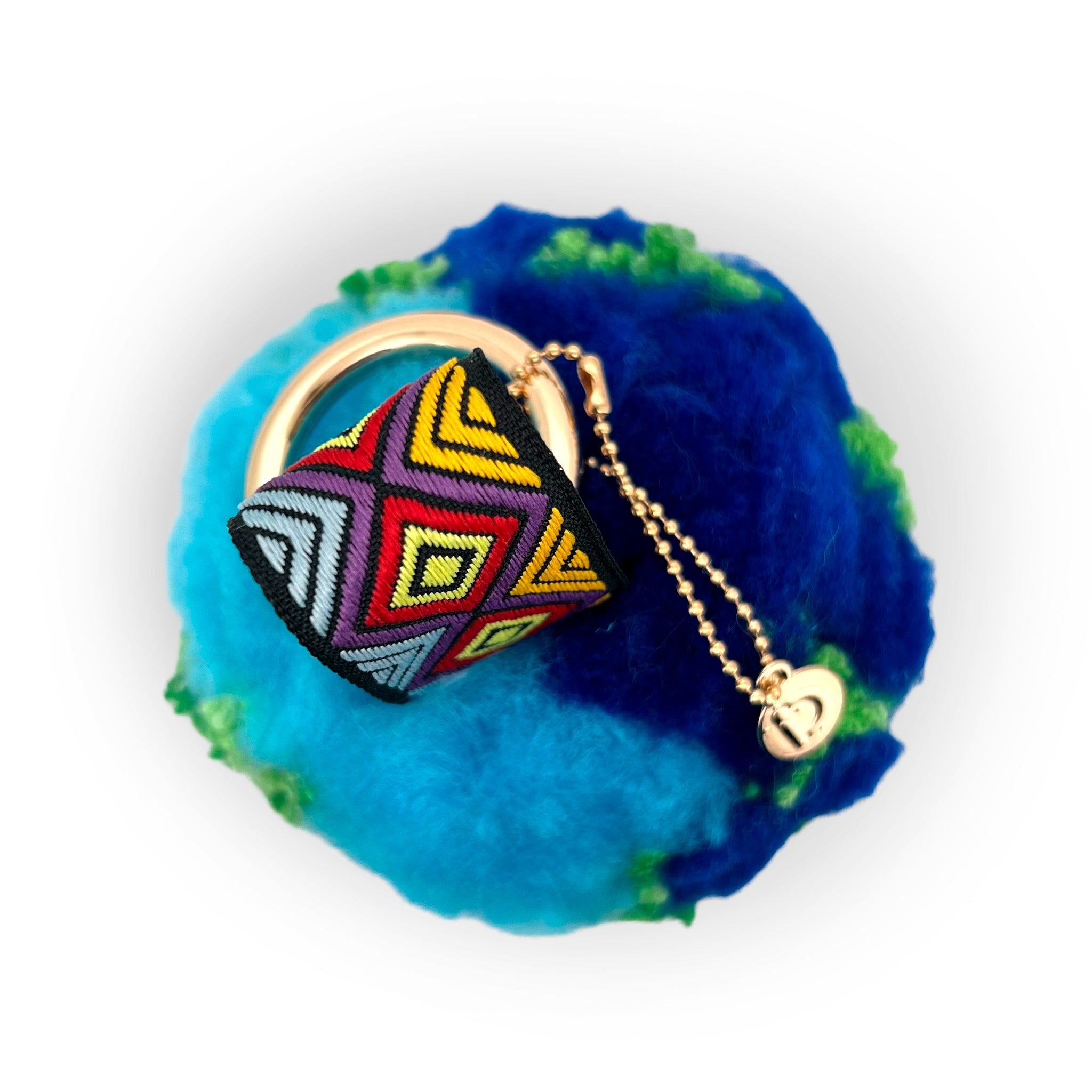 Bold Blue & Green Pom-Pom Charm