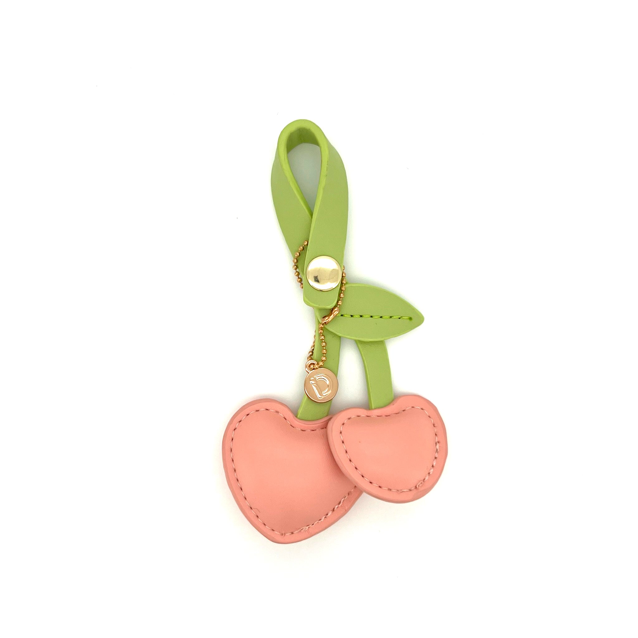 Pink Cherry Leather Heart Charm