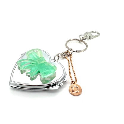 Mint Bow Heart Mirror Charm