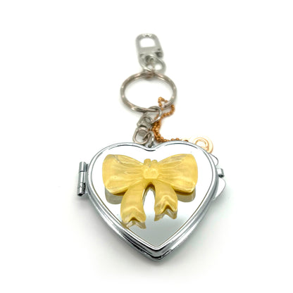 Yellow Bow Heart Mirror Charm