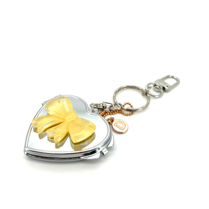 Yellow Bow Heart Mirror Charm