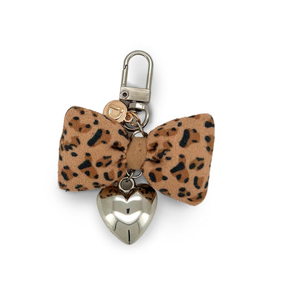 Leopard Bow Heart Charm