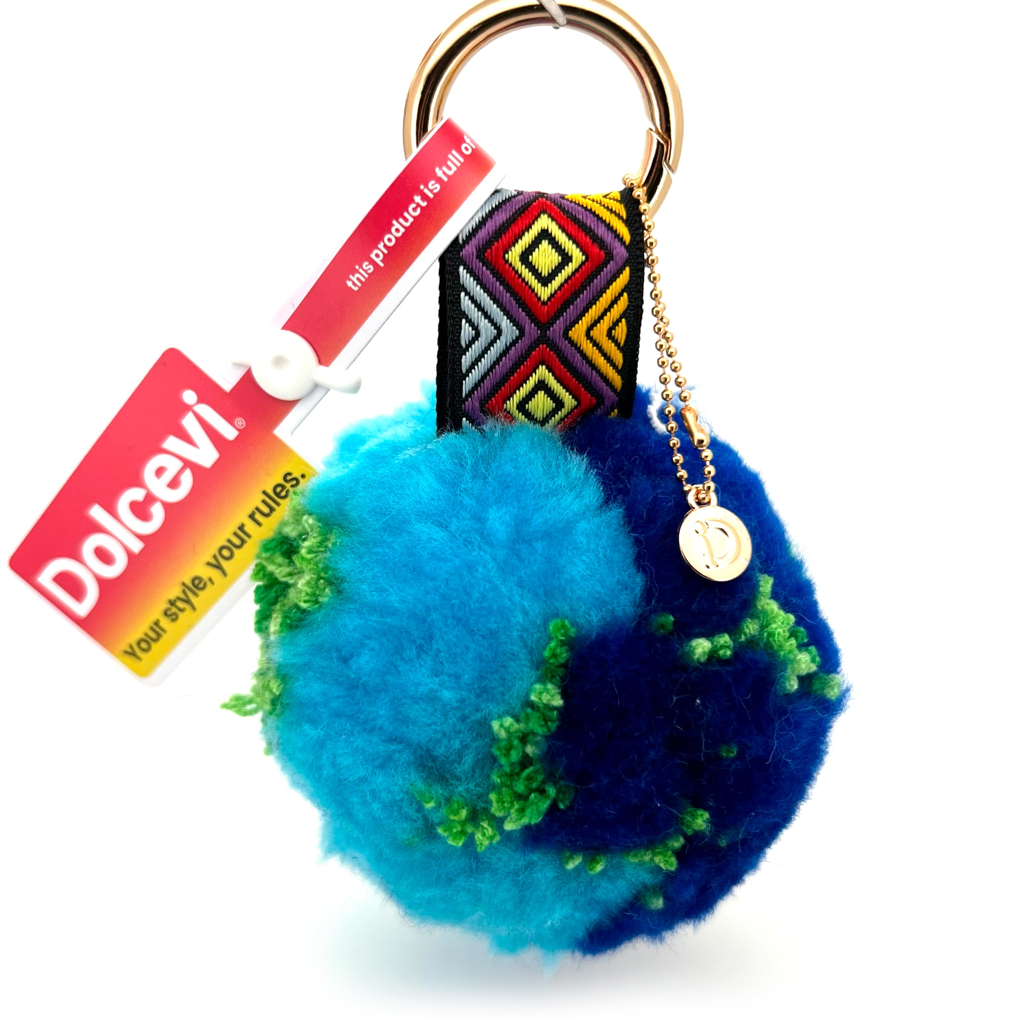 Bold Blue & Green Pom-Pom Charm