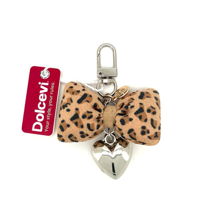 Leopard Bow Heart Charm