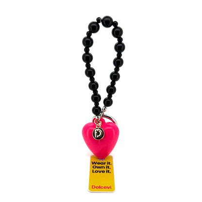 Bold Pink Heart Beaded Charm