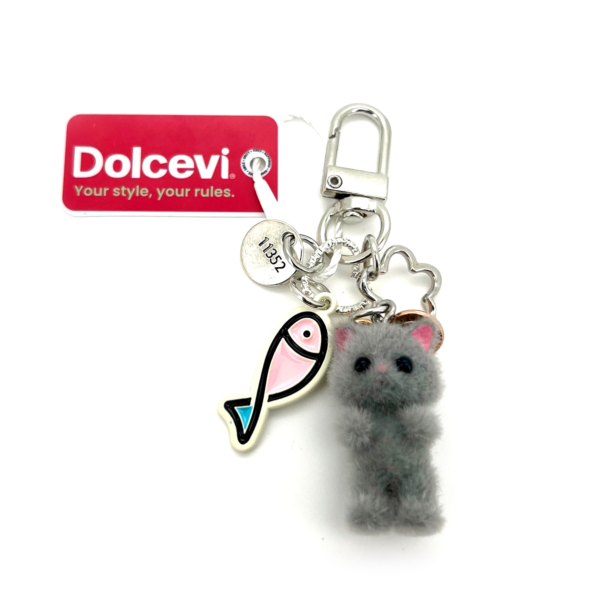 Fluffy Gray Kitty Charm