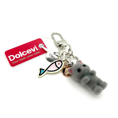 Fluffy Gray Kitty Charm