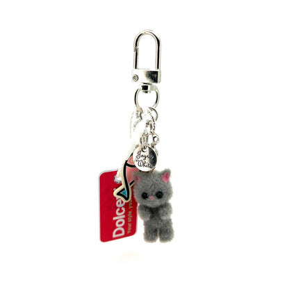 Fluffy Gray Kitty Charm