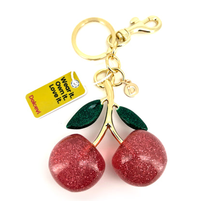 Glitter Pink Cherry Charm