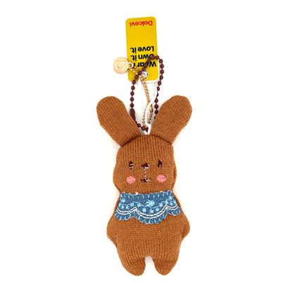 Brown Knitted Bunny Charm