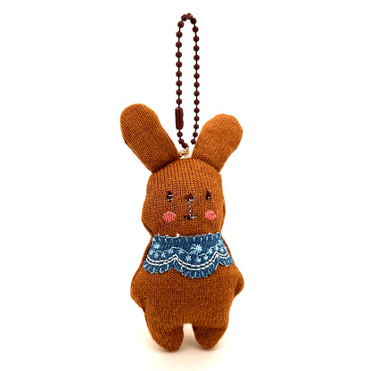 Brown Knitted Bunny Charm