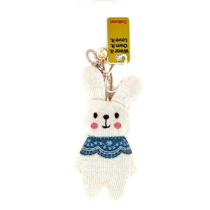 Cream Knitted Bunny Charm